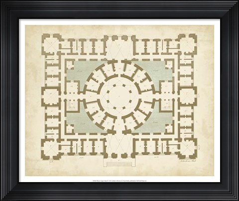 Framed Plan in Taupe &amp; Spa II Print