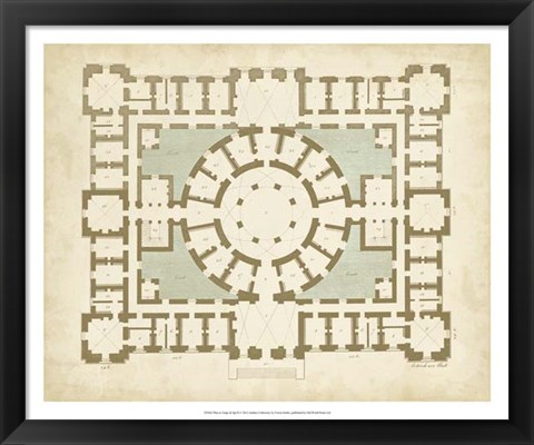 Framed Plan in Taupe &amp; Spa II Print