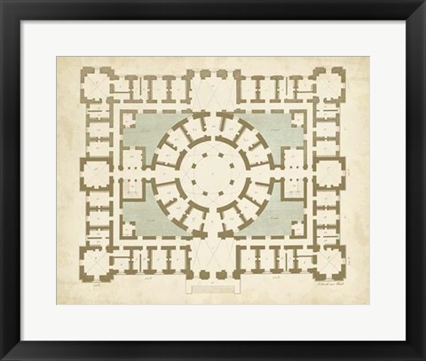 Framed Plan in Taupe &amp; Spa II Print