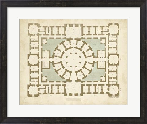 Framed Plan in Taupe &amp; Spa II Print