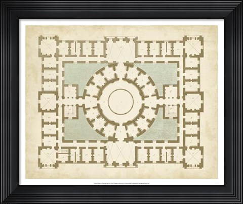 Framed Plan in Taupe &amp; Spa III Print