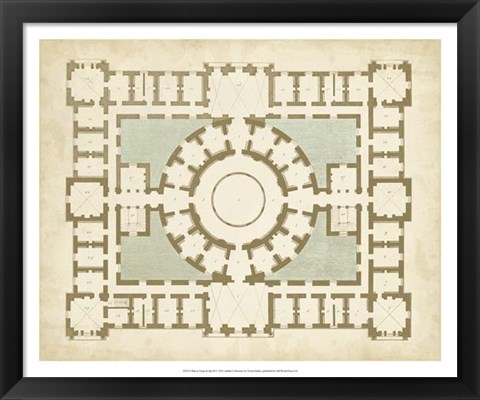 Framed Plan in Taupe &amp; Spa III Print