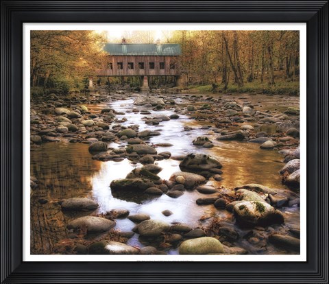 Framed Bridge Over Rocky Waters Print