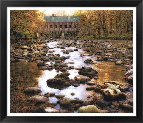 Framed Bridge Over Rocky Waters Print