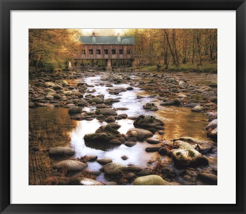 Framed Bridge Over Rocky Waters Print