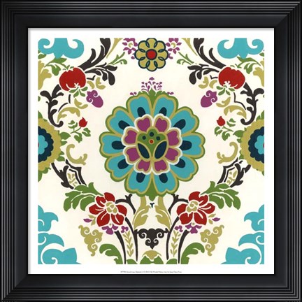 Framed Jewel-tone Damask I Print