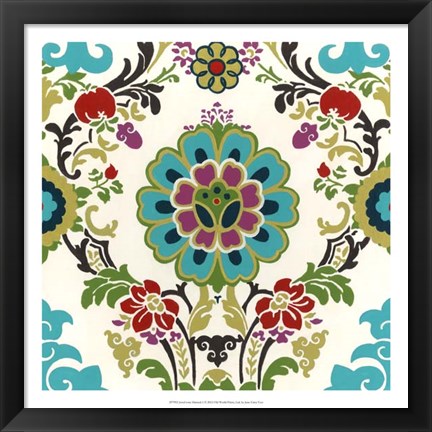 Framed Jewel-tone Damask I Print