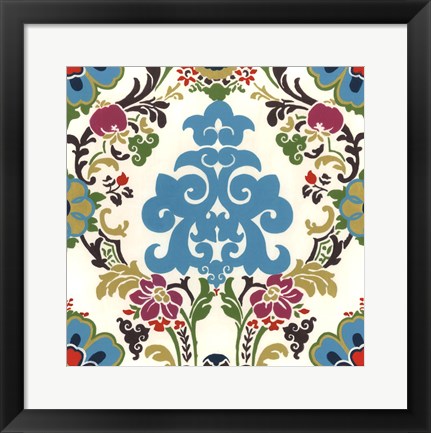 Framed Jewel-tone Damask III Print