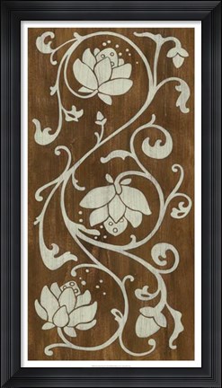 Framed Faux Bois Floral I Print