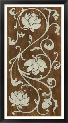 Framed Faux Bois Floral I Print