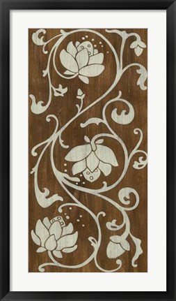 Framed Faux Bois Floral I Print