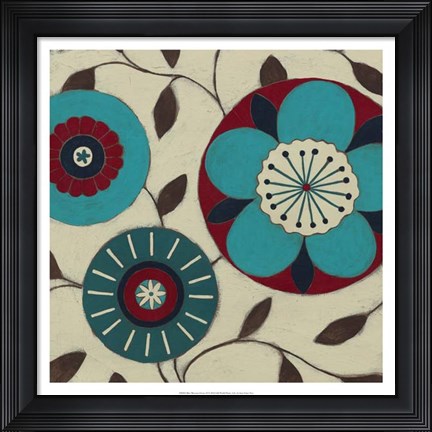 Framed Blue Blossom Fresco II Print