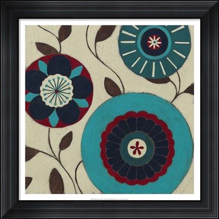 Framed Blue Blossom Fresco III Print