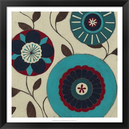 Framed Blue Blossom Fresco III Print