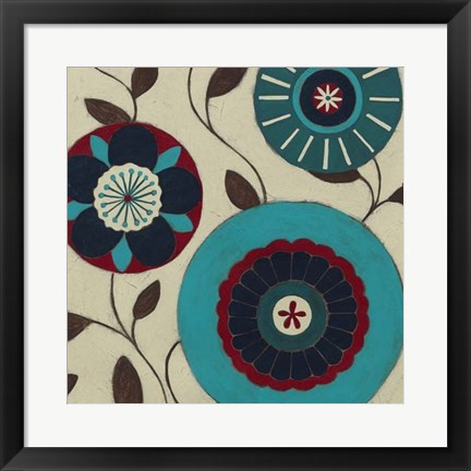 Framed Blue Blossom Fresco III Print