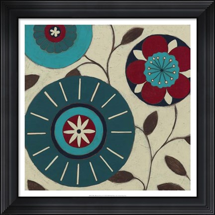 Framed Blue Blossom Fresco IV Print