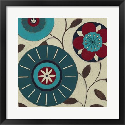 Framed Blue Blossom Fresco IV Print