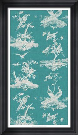 Framed Toile in Turquoise Print