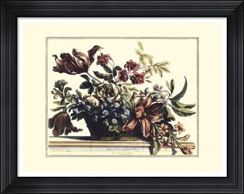 Framed Basket of Flowers II Print