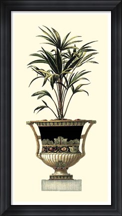 Framed Elegant Urn with Foliage I Print