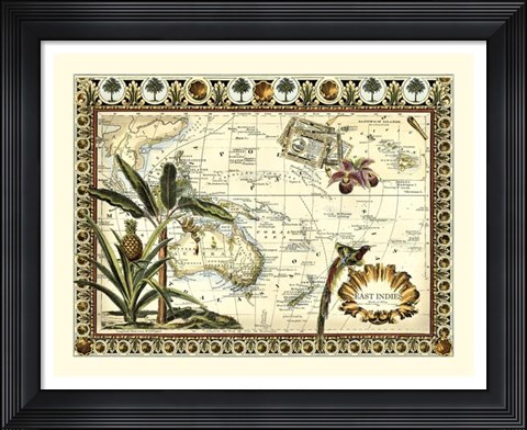 Framed Tropical Map of East Indies Print