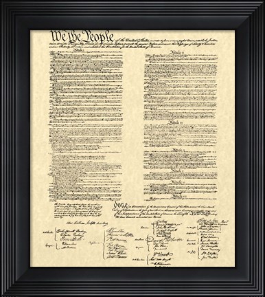 Framed Constitution on Khaki Print