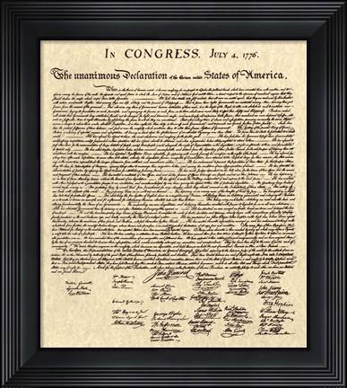 Framed Declaration of Independence Khaki Print