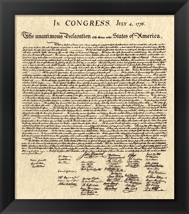 Framed Declaration of Independence Khaki Print