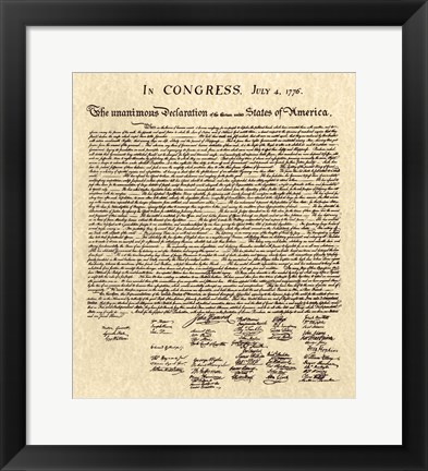 Framed Declaration of Independence Khaki Print