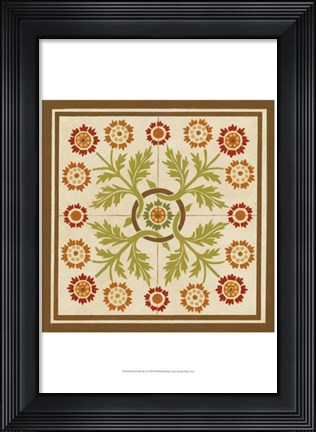 Framed Floral Folk Tile I Print