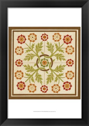 Framed Floral Folk Tile I Print
