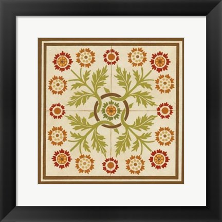 Framed Floral Folk Tile I Print