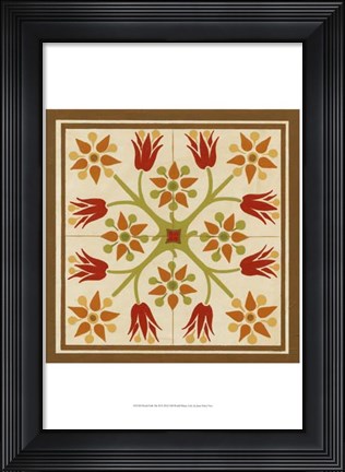 Framed Floral Folk Tile II Print