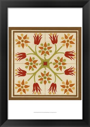 Framed Floral Folk Tile II Print