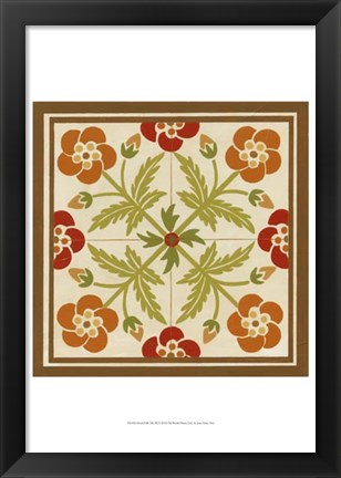 Framed Floral Folk Tile III Print