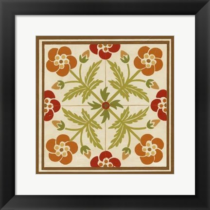 Framed Floral Folk Tile III Print