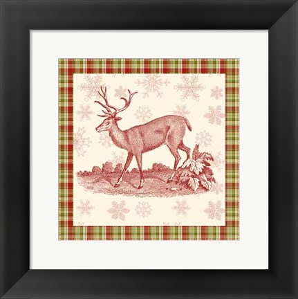 Framed Reindeer Toile II Print