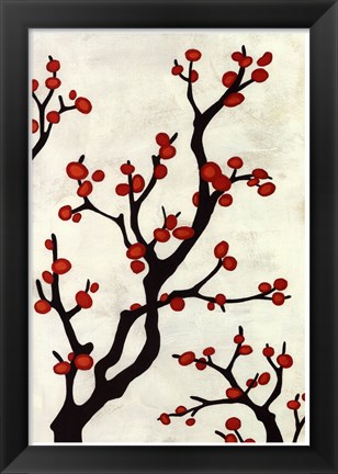 Framed Red Berry Branch I Print