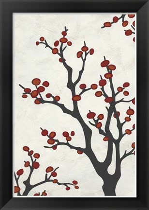 Framed Red Berry Branch II Print