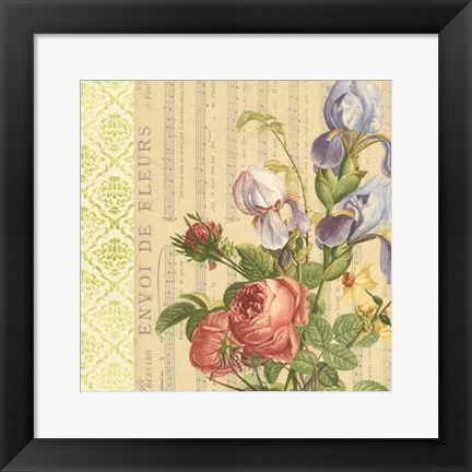 Framed English Garden Bouquet I Print