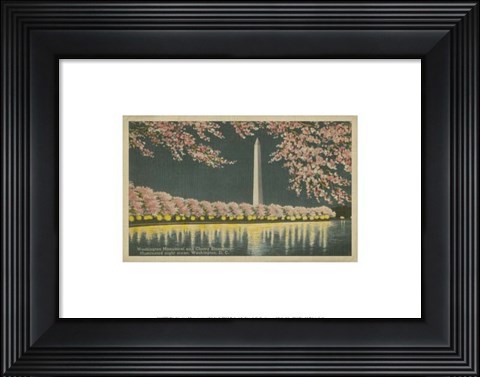 Framed Washington Monument at Night Print