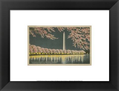 Framed Washington Monument at Night Print