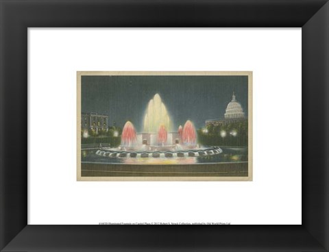 Framed Illuminated Fountain Capitol Plaza Print