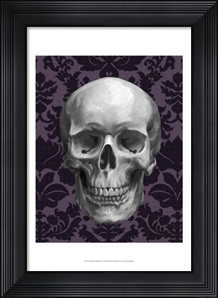 Framed Skull on Damask Print