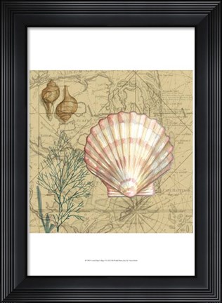 Framed Coastal Map Collage I Print