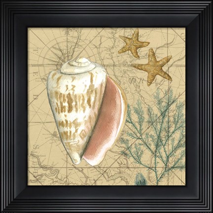 Framed Coastal Map Collage II Print