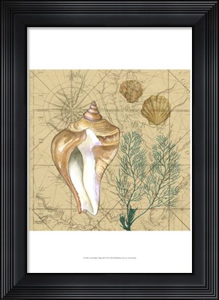 Framed Coastal Map Collage III Print