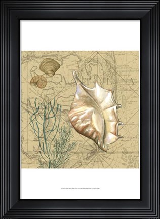 Framed Coastal Map Collage IV Print