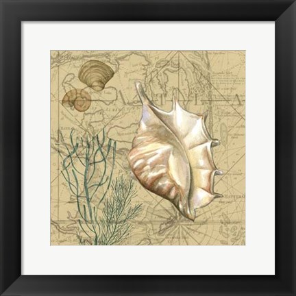 Framed Coastal Map Collage IV Print