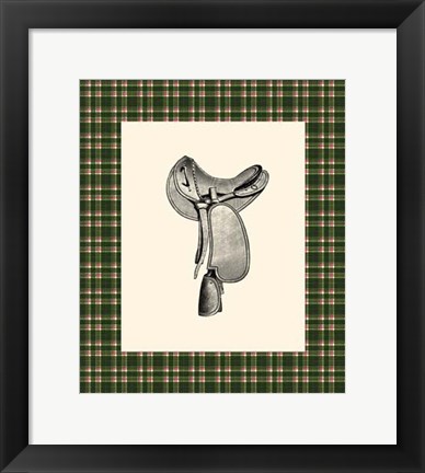 Framed Saddle and Plaid I Print